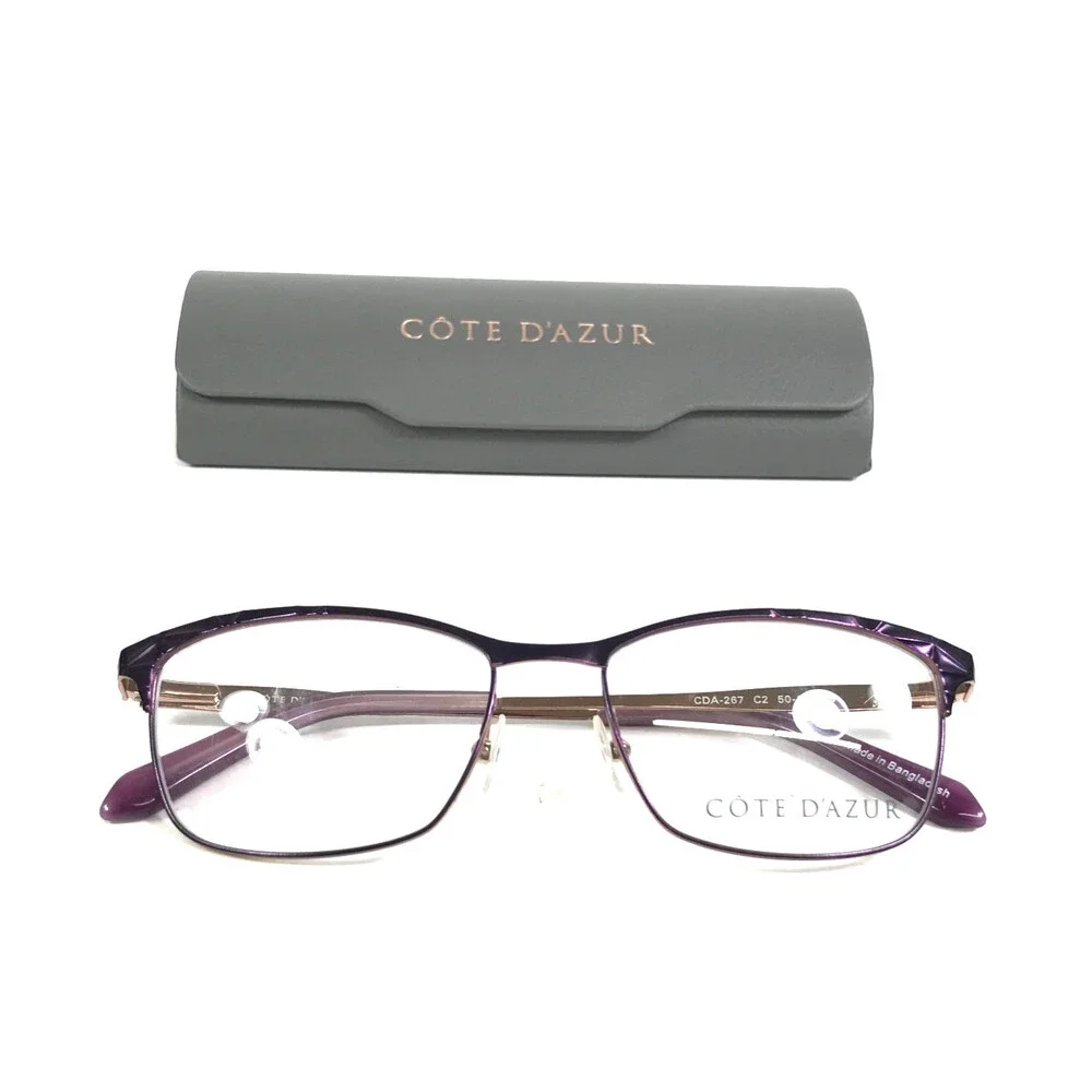 Cote D'Azur Eyeglasses Frames CDA-267 C2 Purple Rose Gold Cat Eye 50-16-135